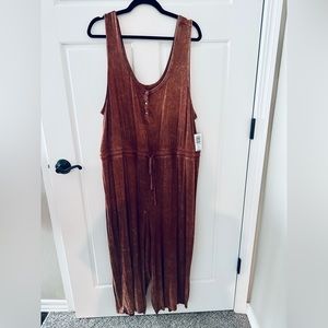 Torrid brown wash super soft jumpsuit size 3 (22/24) NWT